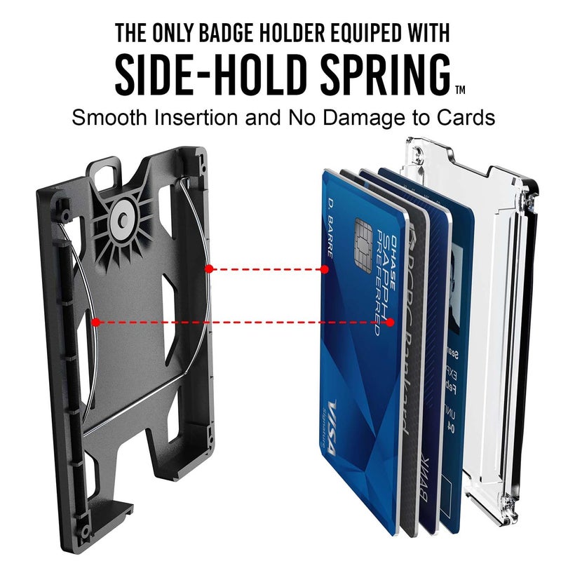 GOVO T4 Badge Holder No-Clip Version - Durable Polycarbonate ID Card Holder Holds 1 to 4 Cards (Black) - Image 2